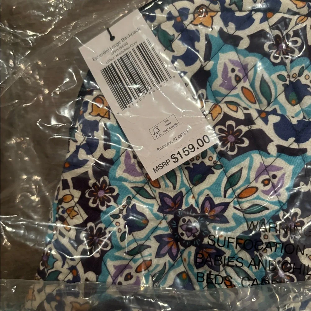 Vera Bradley Essential large back pack new Lisbon medallion cool new